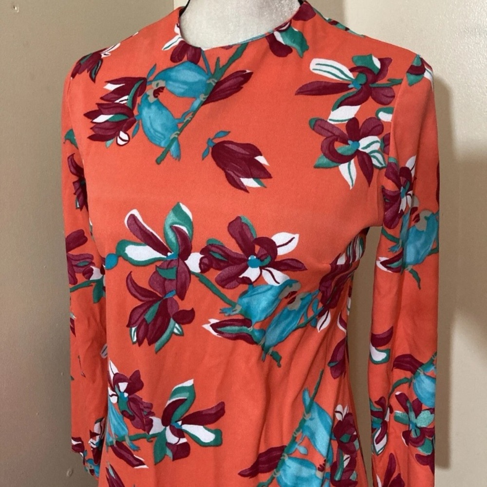 3-15 Vintage Prynts By Bleeker Street Orange Dress 12 Parrrots Novelty Birds View 3